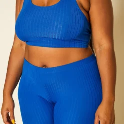 Plus Size Ribbed Halter Crop Top & Leggings Set 9 Plus Size Ribbed Halter Crop Top & Leggings Set -Radiant Drape Sales 2020400 001 5