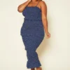 Plus Size Shirred Polka Dot Maxi Dress