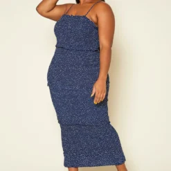 Plus Size Shirred Polka Dot Maxi Dress -Radiant Drape Sales 2020404 001 3