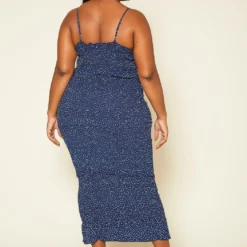 Plus Size Shirred Polka Dot Maxi Dress -Radiant Drape Sales 2020404 001 5