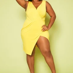 Plus Size Surplice Mini Dress