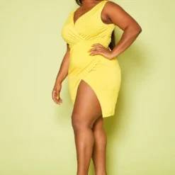 Plus Size Surplice Mini Dress -Radiant Drape Sales 2020405 001 3