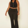 Plus Size Ruched Halter Top & Pants Set