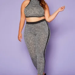 Plus Size Greek Key Print Halter Top & Pants Set