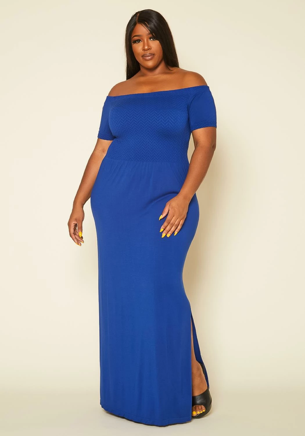 Plus Size Off Shoulder Seamless Maxi Dress 2 Plus Size Off Shoulder Seamless Maxi Dress - Image 2