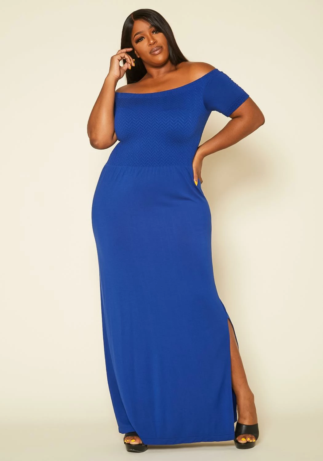 Plus Size Off Shoulder Seamless Maxi Dress 1 Plus Size Off Shoulder Seamless Maxi Dress
