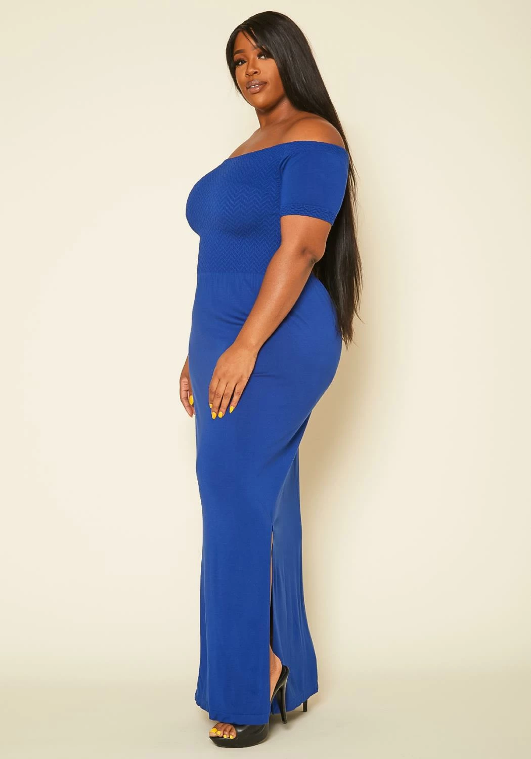Plus Size Off Shoulder Seamless Maxi Dress 3 Plus Size Off Shoulder Seamless Maxi Dress - Image 3