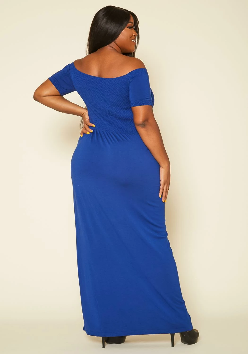 Plus Size Off Shoulder Seamless Maxi Dress 4 Plus Size Off Shoulder Seamless Maxi Dress - Image 4