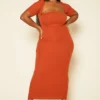 Plus Size Ribbed Two Piece Set Maxi Dress