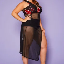 Plus Size Lace Up Sheer Tank Midi Dress Cover Up -Radiant Drape Sales 2020429 001 3