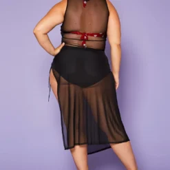 Plus Size Lace Up Sheer Tank Midi Dress Cover Up -Radiant Drape Sales 2020429 001 4