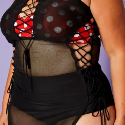 Plus Size Lace Up Sheer Tank Midi Dress Cover Up -Radiant Drape Sales 2020429 001 5