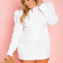 Plus Size Side Tie Collar Mini Dress -Radiant Drape Sales 2020430 002 3