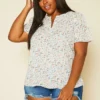 Plus Size Floral Print High Low Top