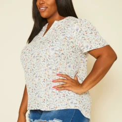 Plus Size Floral Print High Low Top -Radiant Drape Sales 2020442 001 3