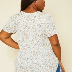 Plus Size Floral Print High Low Top -Radiant Drape Sales 2020442 001 4