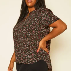 Plus Size Floral Print High Low Top -Radiant Drape Sales 2020442 002 3
