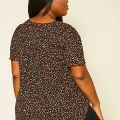 Plus Size Floral Print High Low Top -Radiant Drape Sales 2020442 002 4