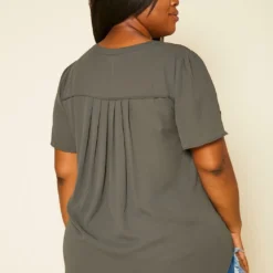 Pleione Plus Size High Low V-Neck Top -Radiant Drape Sales 2020443 004 4