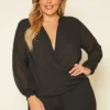 Pleione Plus Size Surplice Sheer Top