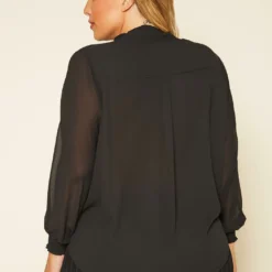 Pleione Plus Size Surplice Sheer Top -Radiant Drape Sales 2020444 001 4
