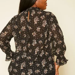 Pleione Plus Size Floral Print Mock Neck Top -Radiant Drape Sales 2020448 001 4
