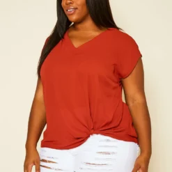 Pleione Plus Size Side Twist Basic Top 7 Pleione Plus Size Side Twist Basic Top -Radiant Drape Sales 2020453 001 3