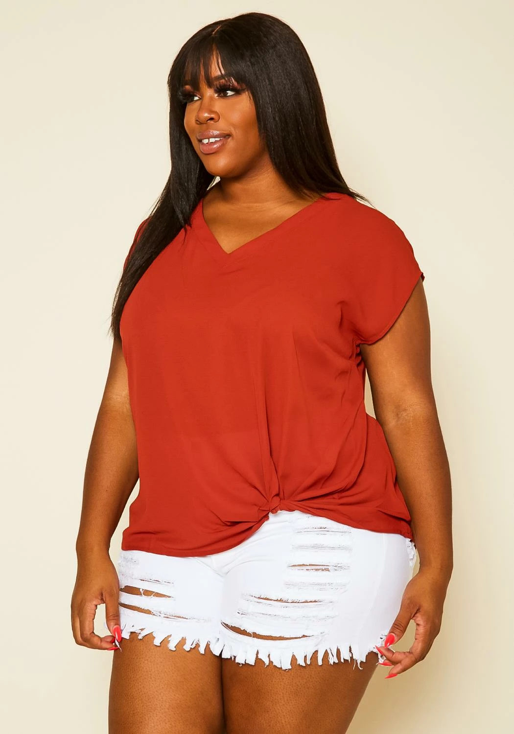 Pleione Plus Size Side Twist Basic Top 3 Pleione Plus Size Side Twist Basic Top - Image 3