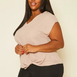 Pleione Plus Size Side Twist Basic Top 7 Pleione Plus Size Side Twist Basic Top -Radiant Drape Sales 2020453 005 3