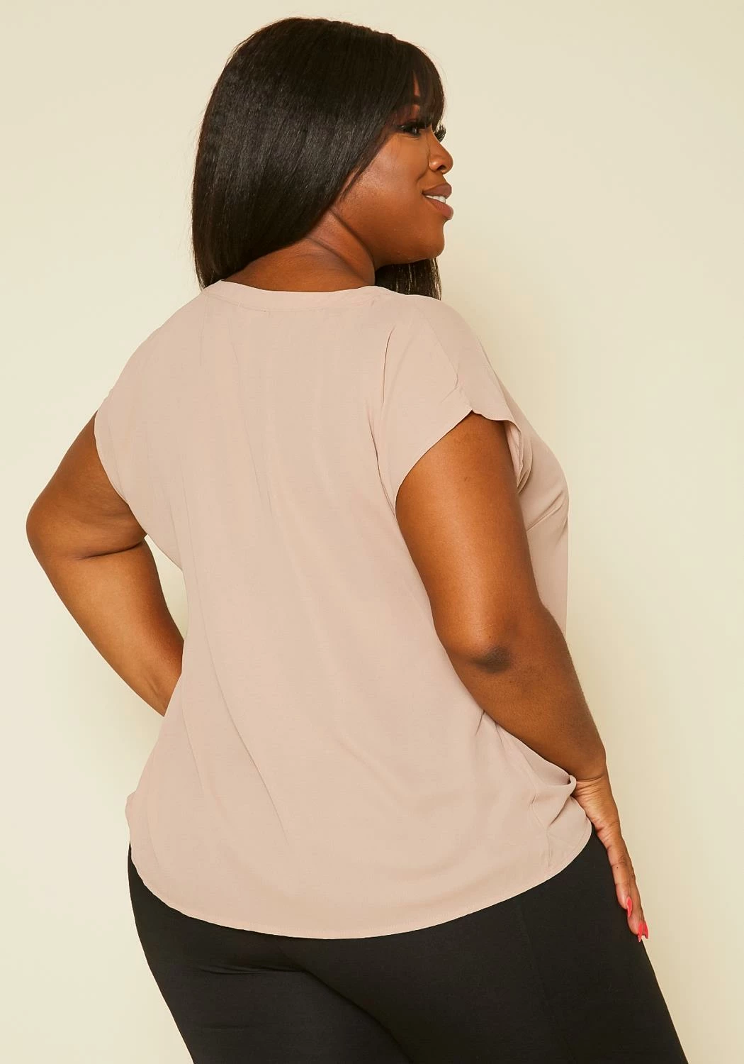 Pleione Plus Size Side Twist Basic Top 4 Pleione Plus Size Side Twist Basic Top - Image 4