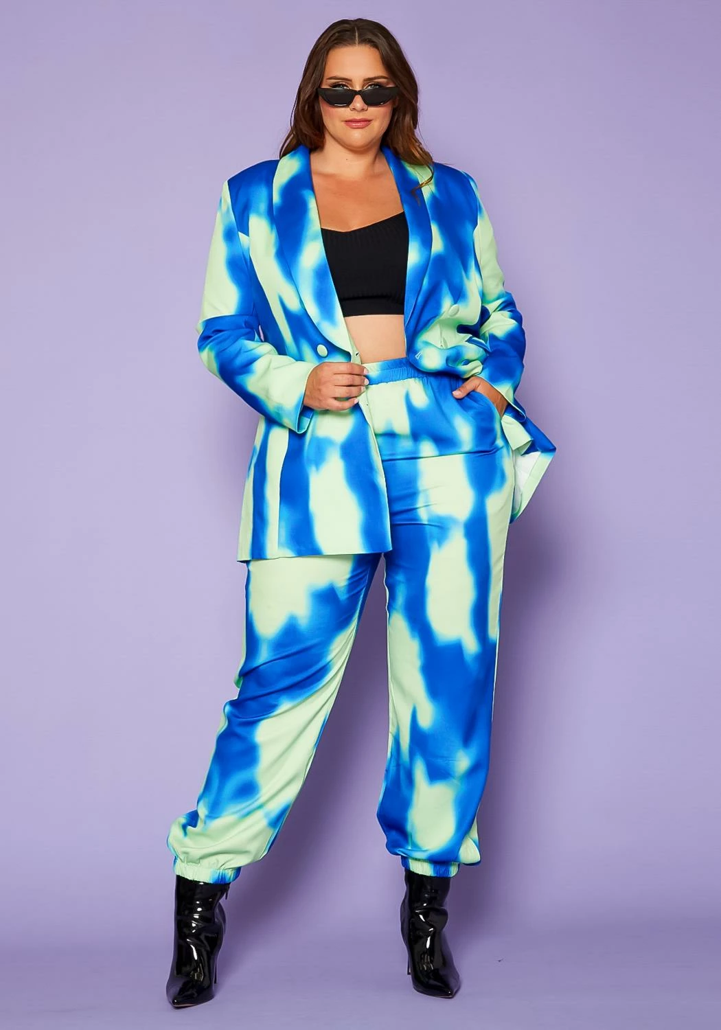 Plus Size Tie Dye Blazer & Pants Set 1 Plus Size Tie Dye Blazer & Pants Set