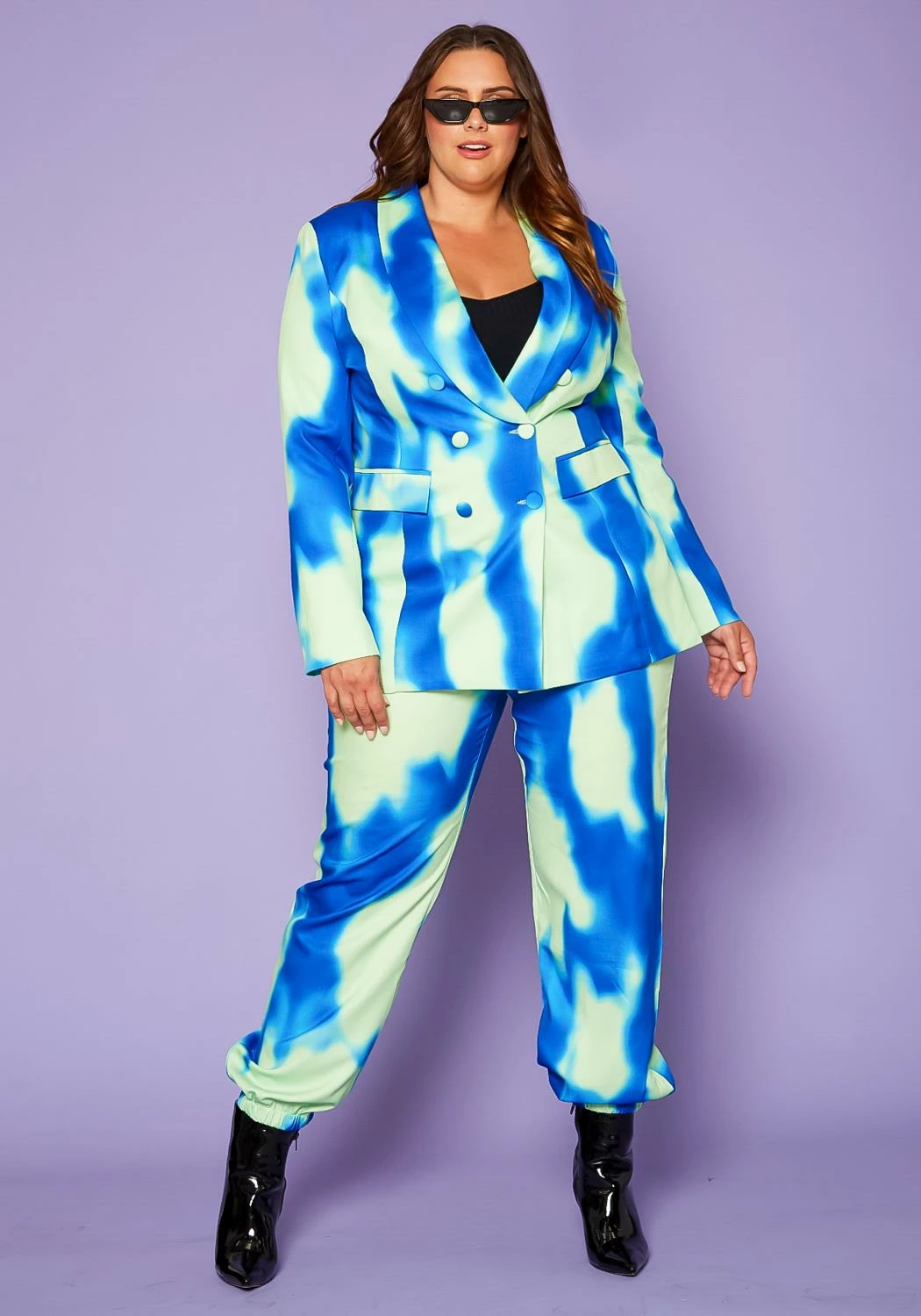 Plus Size Tie Dye Blazer & Pants Set 2 Plus Size Tie Dye Blazer & Pants Set - Image 2