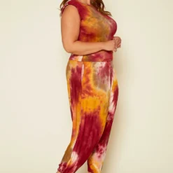 Plus Size Tie Dye Tank Top & Harem Pants Set -Radiant Drape Sales 2020463 002 3