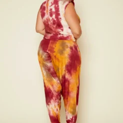 Plus Size Tie Dye Tank Top & Harem Pants Set -Radiant Drape Sales 2020463 002 4