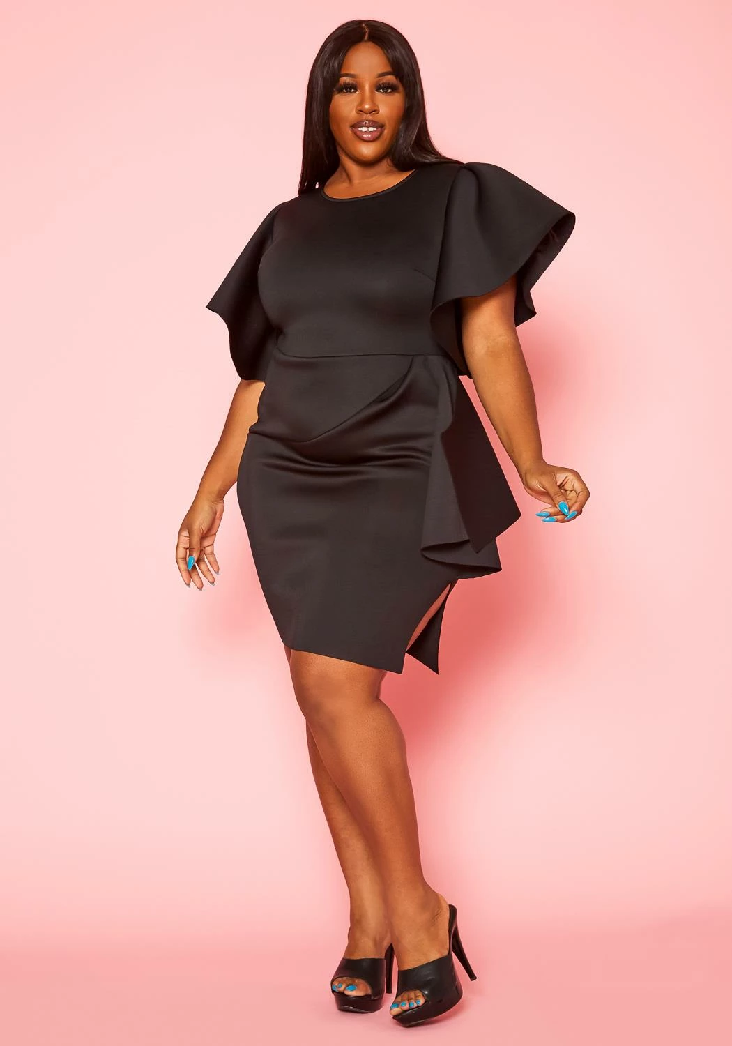 Plus Size Side Ruffle Dress 2 Plus Size Side Ruffle Dress - Image 2