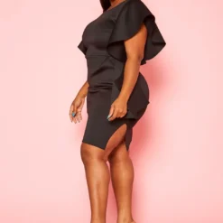 Plus Size Side Ruffle Dress 7 Plus Size Side Ruffle Dress -Radiant Drape Sales 2020464 004 3