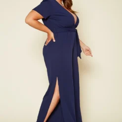 Plus Size Side Slit Jumpsuit 7 Plus Size Side Slit Jumpsuit -Radiant Drape Sales 2020465 001 3