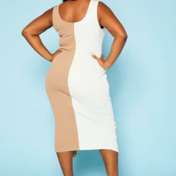 Plus Size Ribbed Two Tone Lace Up Midi Dress 8 Plus Size Ribbed Two Tone Lace Up Midi Dress -Radiant Drape Sales 2020467 001 4