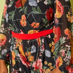 Plus Size Long Sleeve Floral Romper -Radiant Drape Sales 2020473 001 5