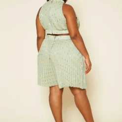 Plus Size Pleated Polka Dot Cut Out Romper -Radiant Drape Sales 2020477 001 4