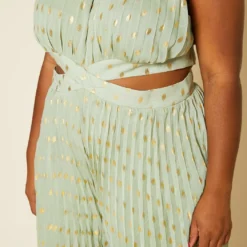 Plus Size Pleated Polka Dot Cut Out Romper -Radiant Drape Sales 2020477 001 5