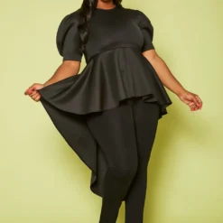 Plus Size High-Low Peplum Top