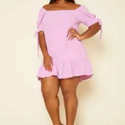 Plus Size Off Shoulder Ruffle Mini Dress -Radiant Drape Sales 2020490 001 2