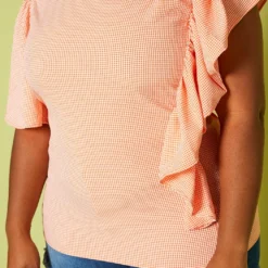 Plus Size Plaid Asymmetric Top -Radiant Drape Sales 2020491 001 5