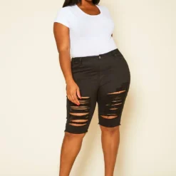 Plus Size Distressed Denim Bermuda Shorts -Radiant Drape Sales 2020497 001 4