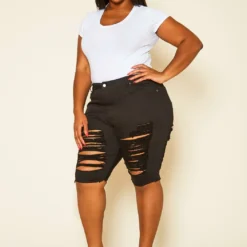 Plus Size Distressed Denim Bermuda Shorts -Radiant Drape Sales 2020497 001 5