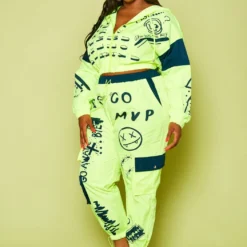 Plus Size Color Block Graphic Cropped Hoodie & Pants Set 7 Plus Size Color Block Graphic Cropped Hoodie & Pants Set -Radiant Drape Sales 2020500 001 3