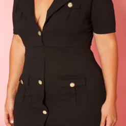 Plus Size Collar Mini Dress -Radiant Drape Sales 2020503 001 5