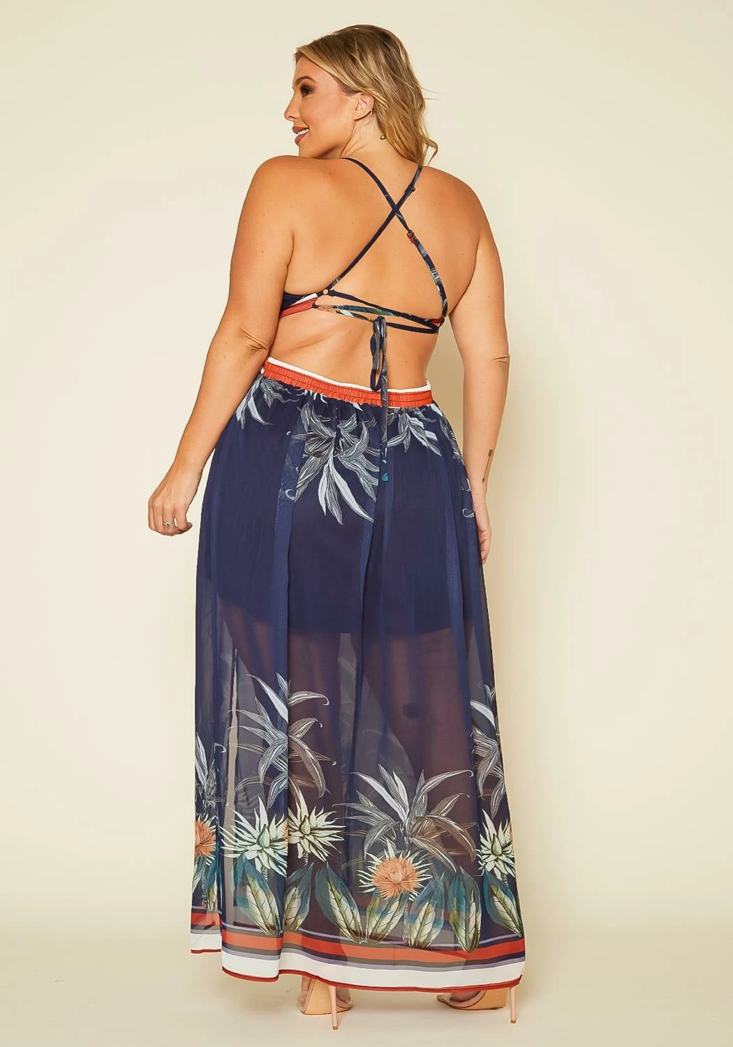 Plus Size Tropical Cutout Maxi Dress 4 Plus Size Tropical Cutout Maxi Dress - Image 4