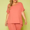 Plus Size V-Neck Tee Shirt & Biker Shorts Set
